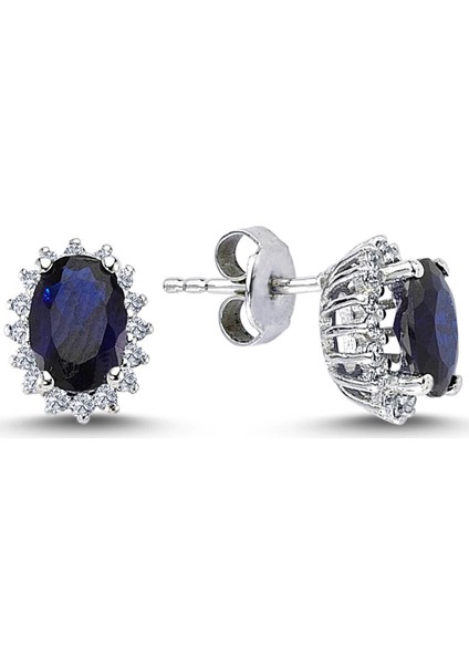 lı Oval Safir Anturaj Küpe 3040014