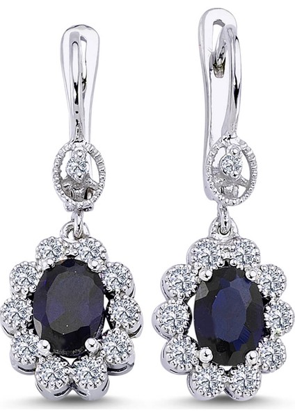 lı Oval Safir Anturaj Küpe 3070014