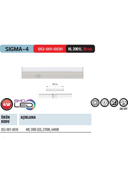 Sıgma-4 6400K Beyaz Işık 4 Watt Led Duvar Ve Mutfak Armatürü