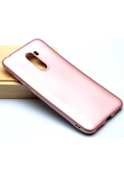 Xiaomi Pocophone F1 Kılıf Klasik Mat Renkli Yumuşak Premier Silikon Rose Gold