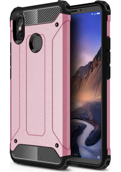 Case 4U Xiaomi Mi Max 3 Kılıf Çift Katman Zırh Koruma Tank Arka Kapak - Rose Gold