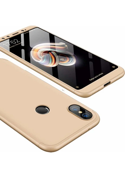 Case 4U Xiaomi Mi 6X - A2 Kılıf Kılıf 3 Parçalı Tam Koruma Sert Mika Ays Kapak - Altın