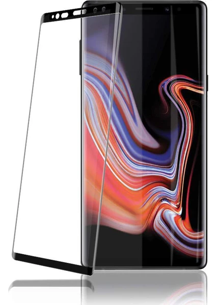 Case 4U Samsung Galaxy Note 9 3DTam Kaplayan Tamperli Cam Ekran Koruyucu Curved Kırılmaz Kenar Siyah