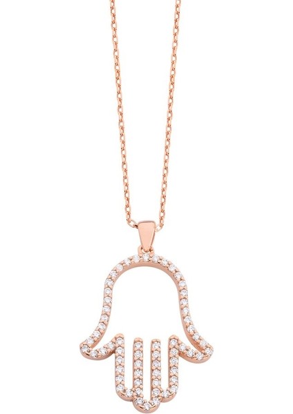 Fatma Ana Eli Büyük Gümüş Kolye - Gms375