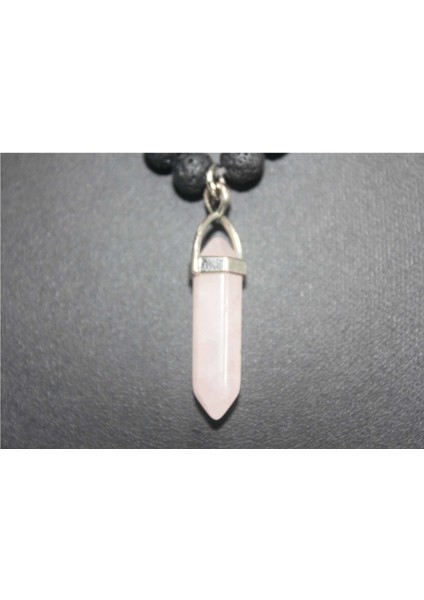Pembe Kuars Doğal Taş Kolye Rdtskly020