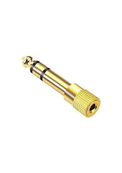 HD-4528 Kulaklık Mikrofon Çevirici Gold Jak 6, 3 mm Erkek To 3, 5 mm Dişi