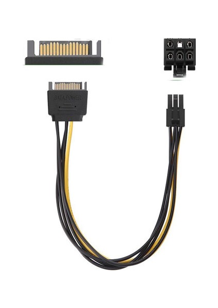 Platoon PNH-213 Sata 15 Pin Erkek To 6 Pin VGA Power Kablo