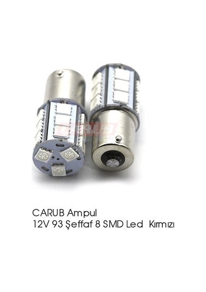 Ampul 12V 93 Şeffaf 8 Smd Led Kırmızı