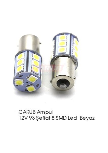 Ampul 12V 93 Şeffaf 8 Smd Led Beyaz