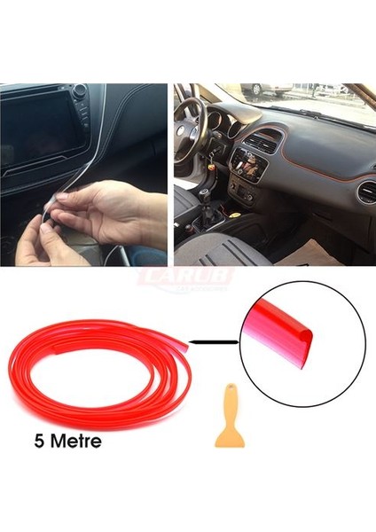 Dekor Şerit Kırmızı Fitil Dekor 5mt Plastik