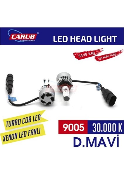 Xenon Led Turbo 12V 9005 Fanlı Mavi 30.000K