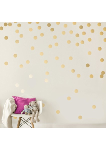 Gold Yuvarlak Polka Dots Dekoratif Duvar Stickerları 5CM 110 Adet Altın Sarısı Çocuk Odası Anaokulu Dekorasyon Stickerı Sarı Renk Sticker