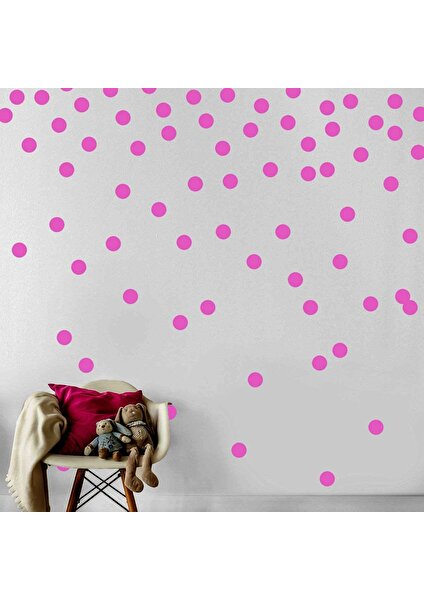 Pembe Yuvarlak Polka Dots Dekoratif Duvar Stickerları 3CM 200 Adet Çocuk Odası Anaokulu Dekorasyon Sticker Renkli Nokta Stickerlar