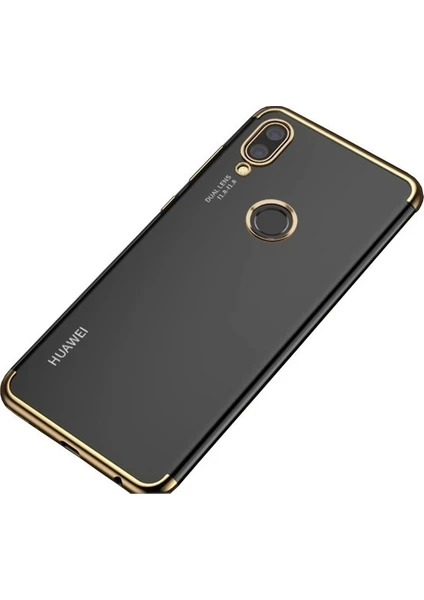 Huawei P20 Lite Kılıf 4 Köşe Renkli Laser Silikon + Cam Ekran Koruyucu