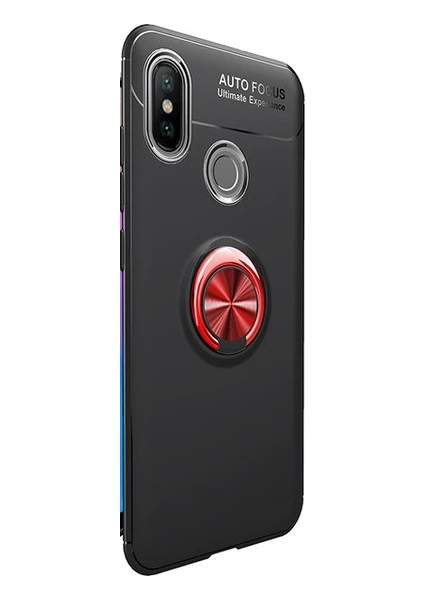 Xiaomi Mi 8 Kılıf Ultra Korumalı Yüzüklü Ravel Silikon + Cam Ekran Koruyucu