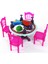 Yemek Masası Sandalye Takımı Pembe Renk 16 Parça Yemek Seti 3