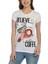 3019 - Beyaz Kadın Kahve Fincanı Desenli,Baskılı Tshirt 1