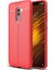 Case 4U Xiaomi Pocophone F1 Kılıf Rugan Armor Deri Görünümlü Yüksek Kalite Silikon Niss - Kırmızı 1