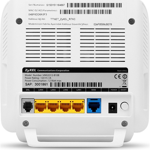 Zyxel Vmg3312 B10b 300mbps 4 Port Ewan Vpn Ebeveyn Kontrolu Fiyati
