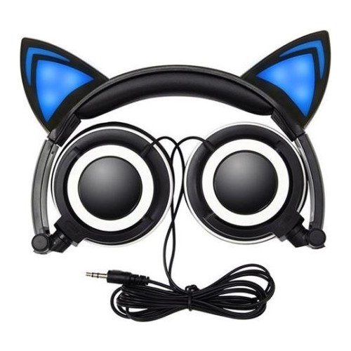 VeryFit Işıklı Çocuk Kedi Kulaküstü Kulaklık Siyah Mavi Fiyatı