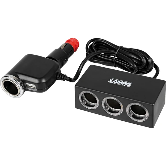Lampa Duo USB Şarj+4 Çakmaklık Soketi Adaptörü