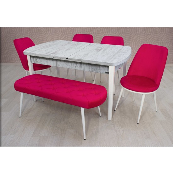 Artex Şato Kırmızı 4 Sandalye 1 Benç 1 Masa Mutfak Yemek