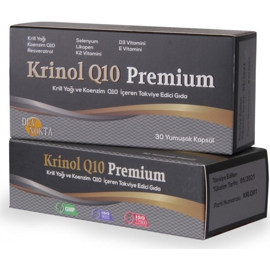 Krinol Q10 Premium - Krill Yağı ve Koenzim Q10 - 30 Kapsül - 2 Kutu