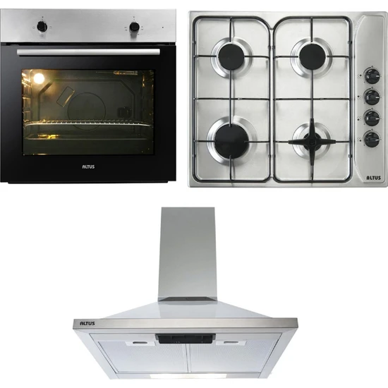 Altus 3’lü Ankastre Set ( Ala 132 I Inox Ankastre Fırın + Ala 182 GI Inox Ankastre Ocak + Ala 520 Inox Ankastre Davlumbaz)