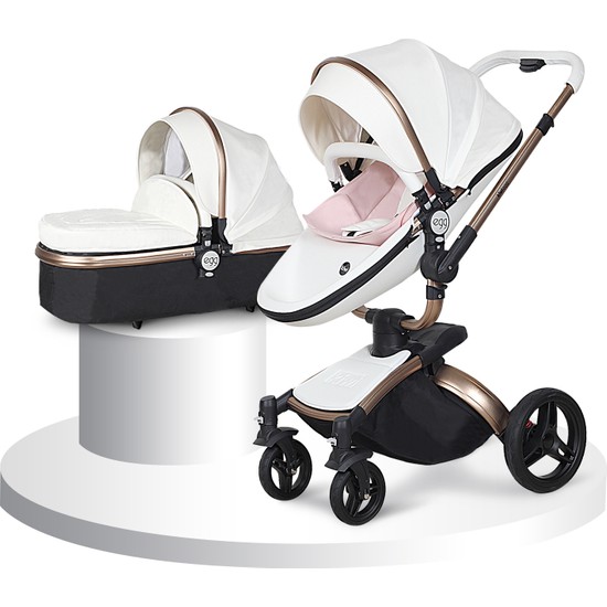 Kiwi Egg 3 in 1 Mono Bebek Arabası + Portbebe BeyazPembe