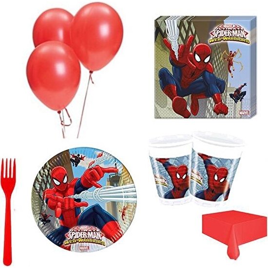 Balonpark 24 Kişilik Örümcek Adam Doğum Günü Teması Parti Seti Spiderman