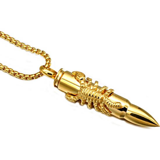 Chavin İçi Açılan Kurşun Dizayn Akrep Çelik Erkek Kolye Fiyatı