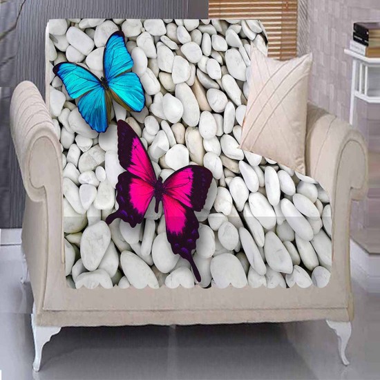 Else Mavi Pembe Kelebekli Desenli 3D Tekli Koltuk Örtüsü Fiyatı