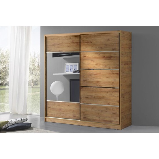 Yıldız Mobilya Kale Mdf Aynalı Sürgü Kapaklı Gardırop Meşe Fiyatı