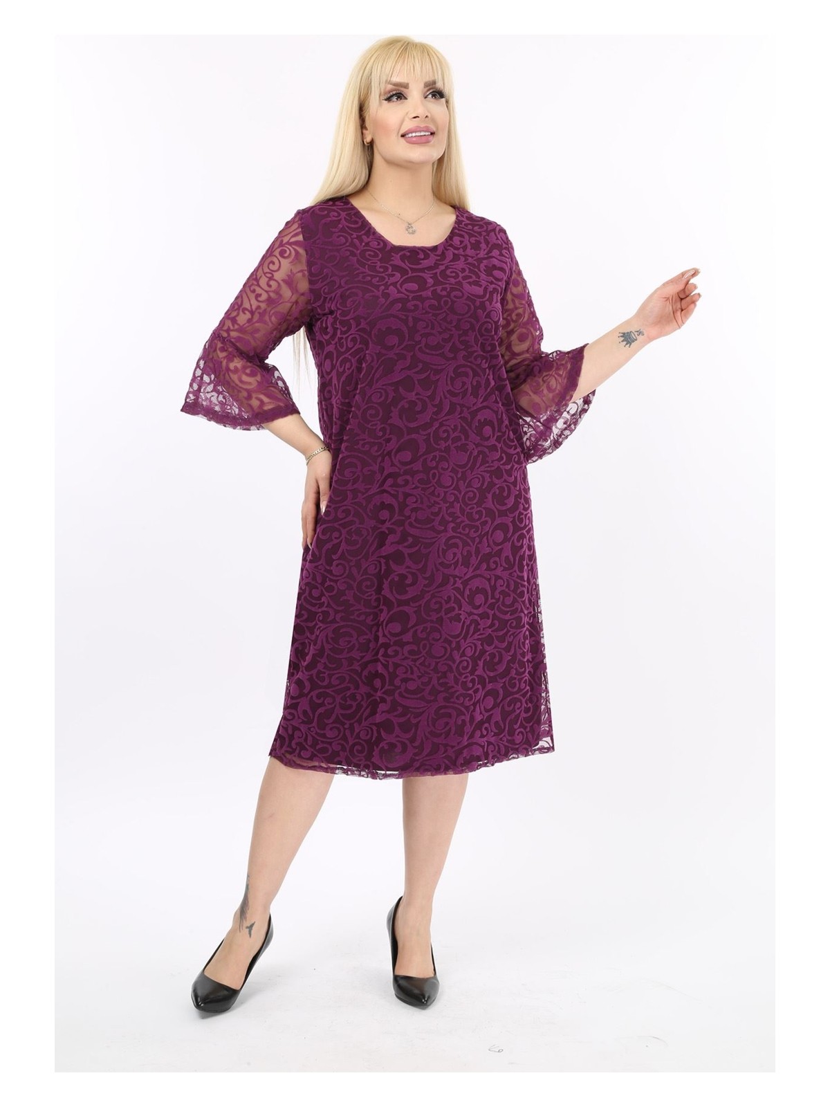 Modayız Ispanyol Kol Büyük Beden Abiye Elbise 19A-2001 - Görsel 5