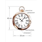 M3 Decorium Parlak Altın Nikelajlı Çerçeve Siyah Romen Rakkamlı Beyaz Zemin Bombe Cam Köstekli 42 cm Duvar Saati