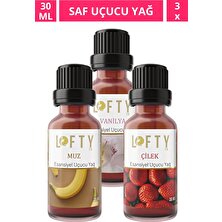 Lofty Çilek, Muz, Vanilya  Uçucu Yağ  Buhurdanlık Esansı Oda Kokusu Uçucu Esans Buhur Yağı 30ML