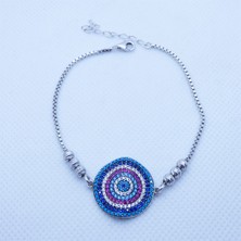Motif Silver Renkli Taşlı Gümüş Nazarlık Bileklik