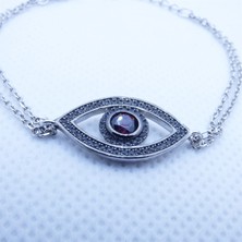 Motif Silver Beyaz Göz Desenli Gümüş Bileklik