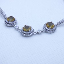 Motif Silver Yeşil Taşlı Gümüş Bileklik