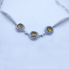 Motif Silver Yeşil Taşlı Gümüş Bileklik