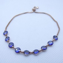 Motif Silver Mor Taşlı Rose Gümüş Bileklik