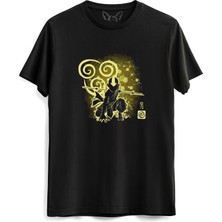 Avatar The Last Airbender Anime Baskılı Siyah Tshirt