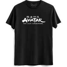 Avatar The Last Airbender Anime Baskılı Siyah Tshirt