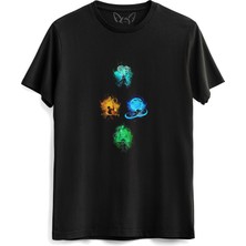 Avatar The Last Airbender Anime Baskılı Siyah Tshirt