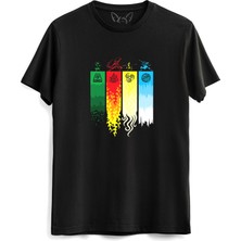 Avatar The Last Airbender Anime Baskılı Siyah Tshirt