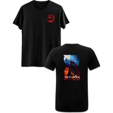 Devilman Crybaby Ön Arka Baskılı Anime Siyah Tshirt