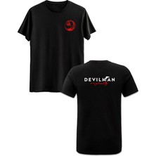 Devilman Crybaby Ön Arka Baskılı Anime Siyah Tshirt