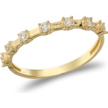 MYOROGOLD 14 Ayar Altın Minimal Taşlı Yüzük