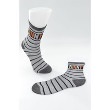 Ekinoks Çizgili-Funny Yazılı Erkek Çocuk Soket Çorap