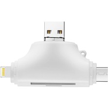 Microcase Type-C Lightning Micro USB Telefonlar Için Sd Kart Okuyucu Flash Disk Adaptör AL2743 Beyaz